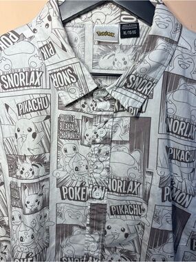 Pokemon Pikachu Snorlax Button Up Shirt XL Anime All Over Print